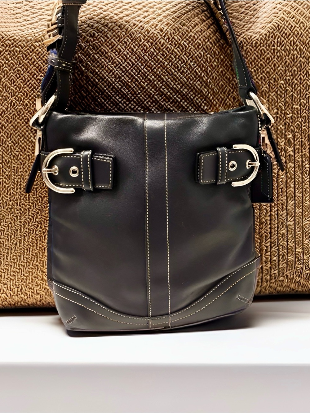 COACH Soho Buckle Black Leather Hobo 2005 Vintage Shoulder Bag